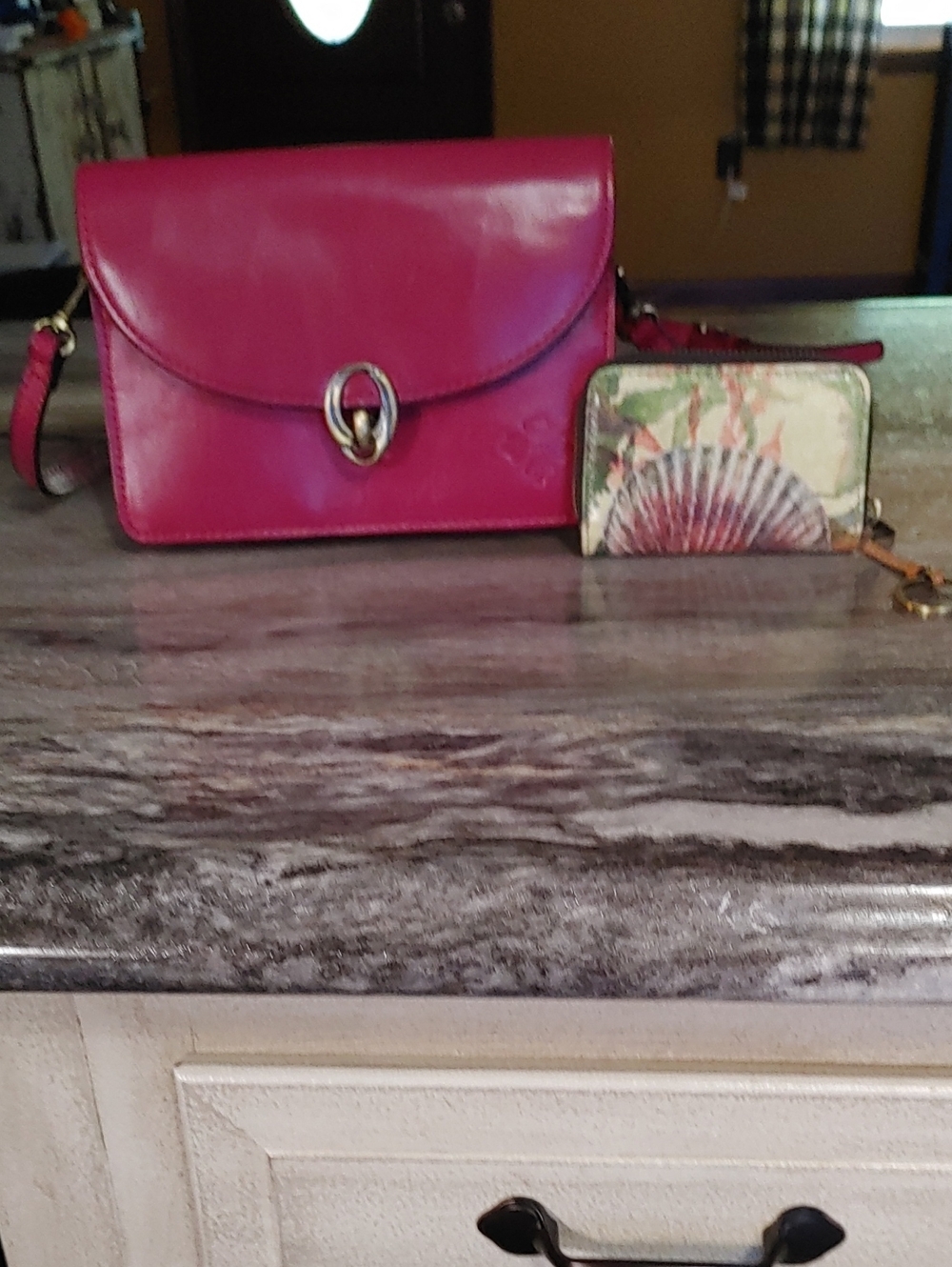 Patricia Nash Hot Pink Leather Crossbody with Turnlock